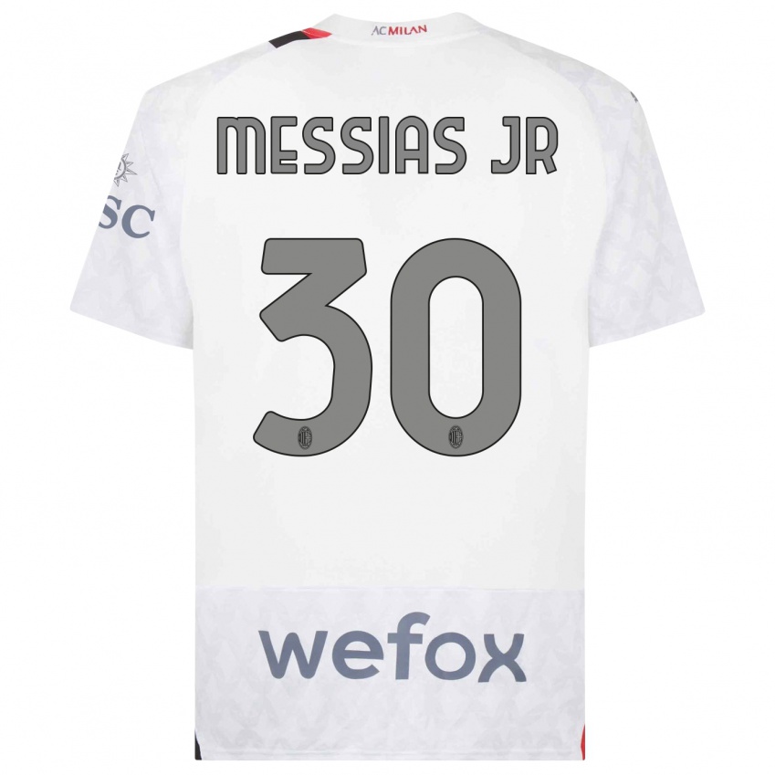 Mujer Camiseta Junior Messias #30 Blanco 2ª Equipación 2023/24 La Camisa Chile