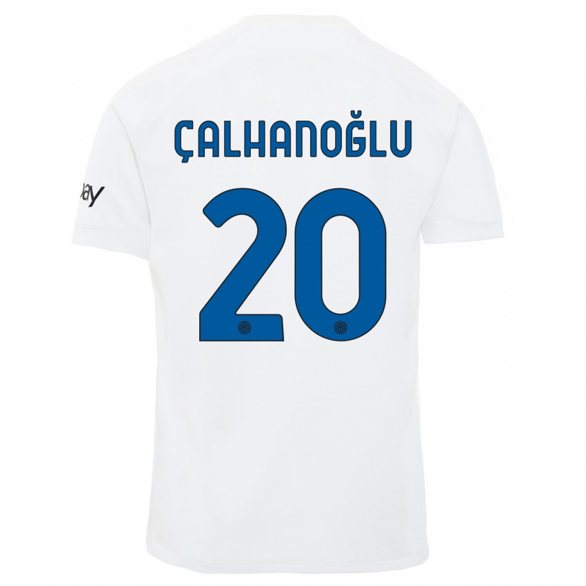 Mujer Camiseta Hakan Calhanoglu #20 Blanco 2ª Equipación 2023/24 La Camisa Chile