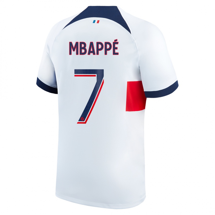 Mujer Camiseta Kylian Mbappe #7 Blanco 2ª Equipación 2023/24 La Camisa Chile