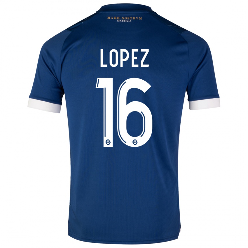 Mujer Camiseta Pau Lopez #16 Azul Oscuro 2ª Equipación 2023/24 La Camisa Chile