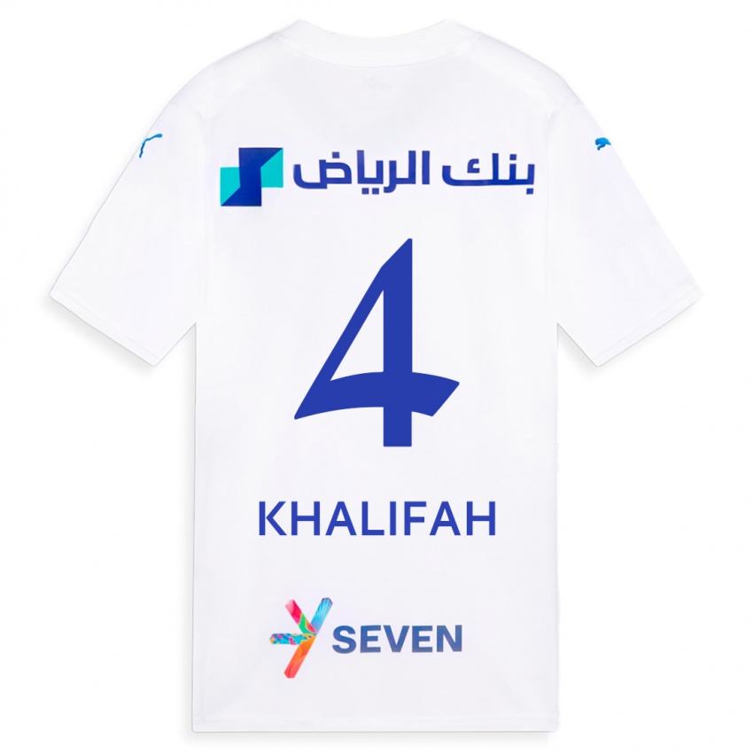 Mujer Camiseta Khalifah Al-Dawsari #4 Blanco 2ª Equipación 2023/24 La Camisa Chile