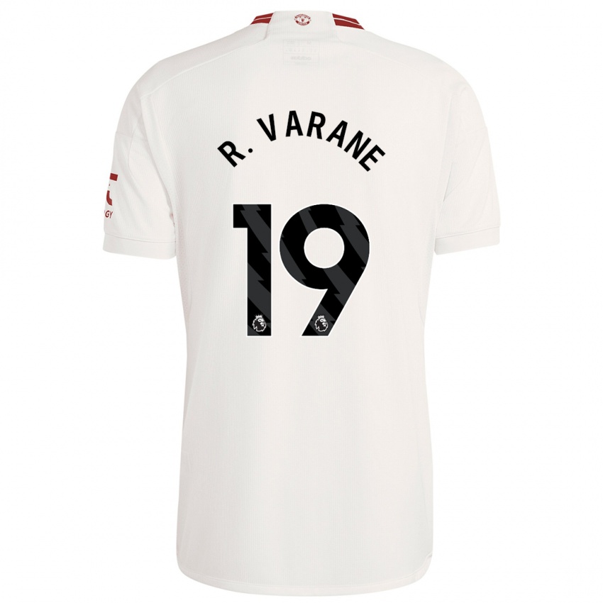 Mujer Camiseta Raphael Varane #19 Blanco Equipación Tercera 2023/24 La Camisa Chile