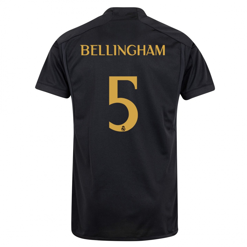 Mujer Camiseta Jude Bellingham #5 Negro Equipación Tercera 2023/24 La Camisa Chile