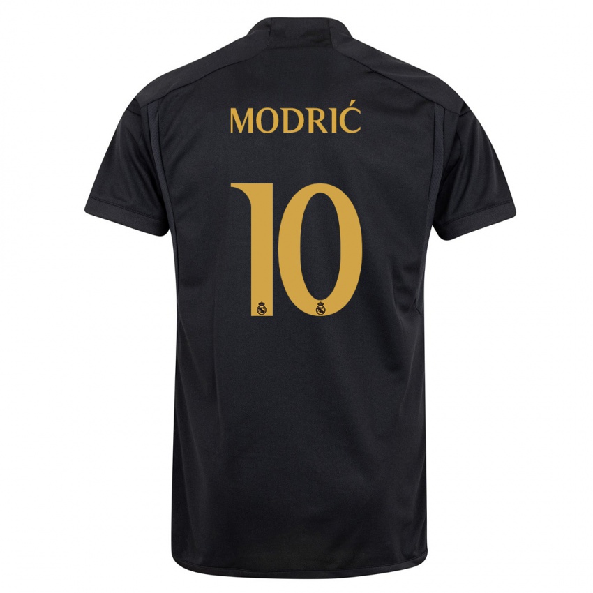 Mujer Camiseta Luka Modric #10 Negro Equipación Tercera 2023/24 La Camisa Chile