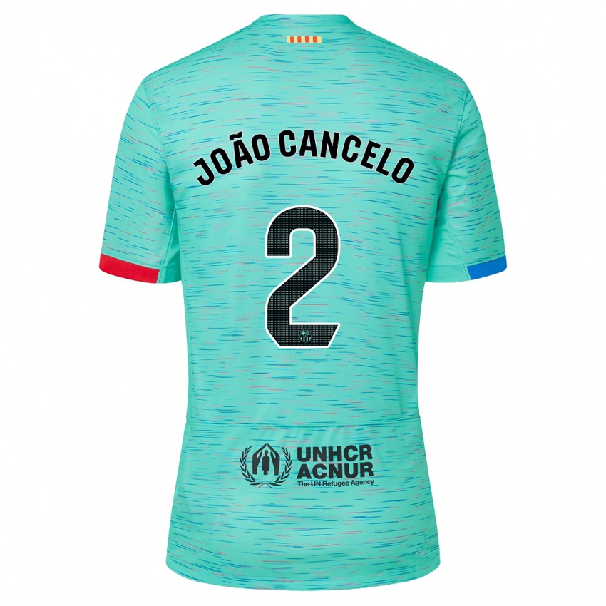 Mujer Camiseta Joao Cancelo #2 Aguamarina Clara Equipación Tercera 2023/24 La Camisa Chile