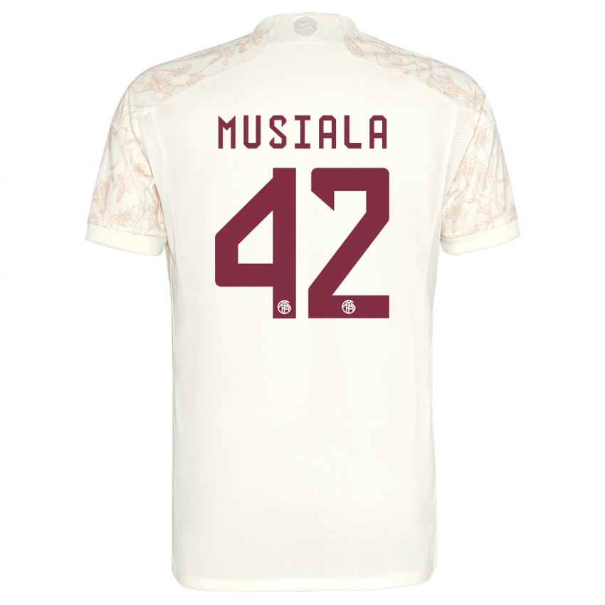 Mujer Camiseta Jamal Musiala #42 Blanquecino Equipación Tercera 2023/24 La Camisa Chile