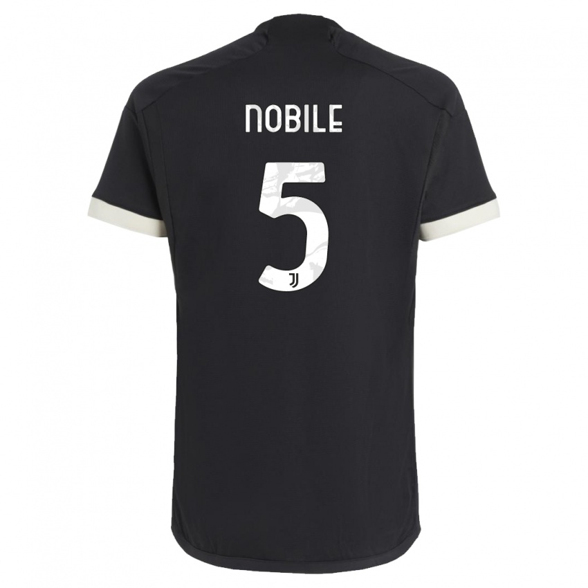 Mujer Camiseta Riccardo Nobile #5 Negro Equipación Tercera 2023/24 La Camisa Chile