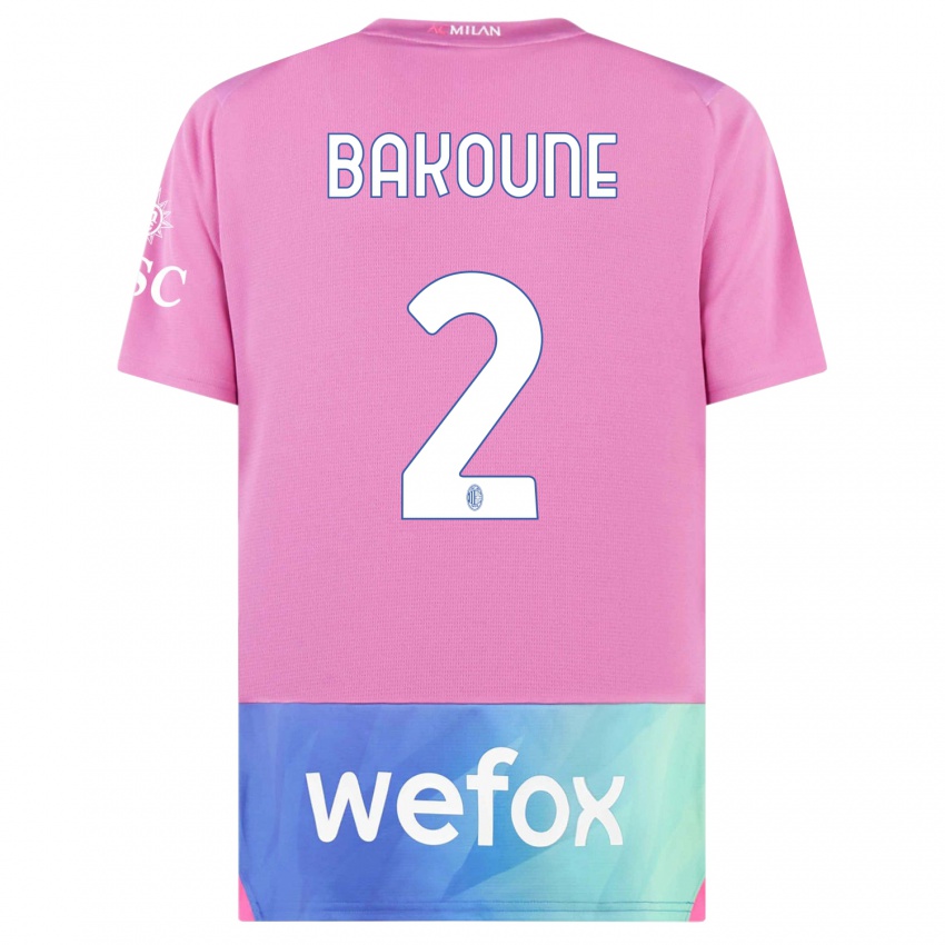 Mujer Camiseta Adam Bakoune #2 Rosado Morado Equipación Tercera 2023/24 La Camisa Chile