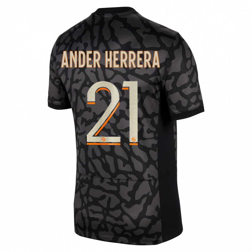 Mujer Camiseta Ander Herrera #21 Negro Equipación Tercera 2023/24 La Camisa Chile