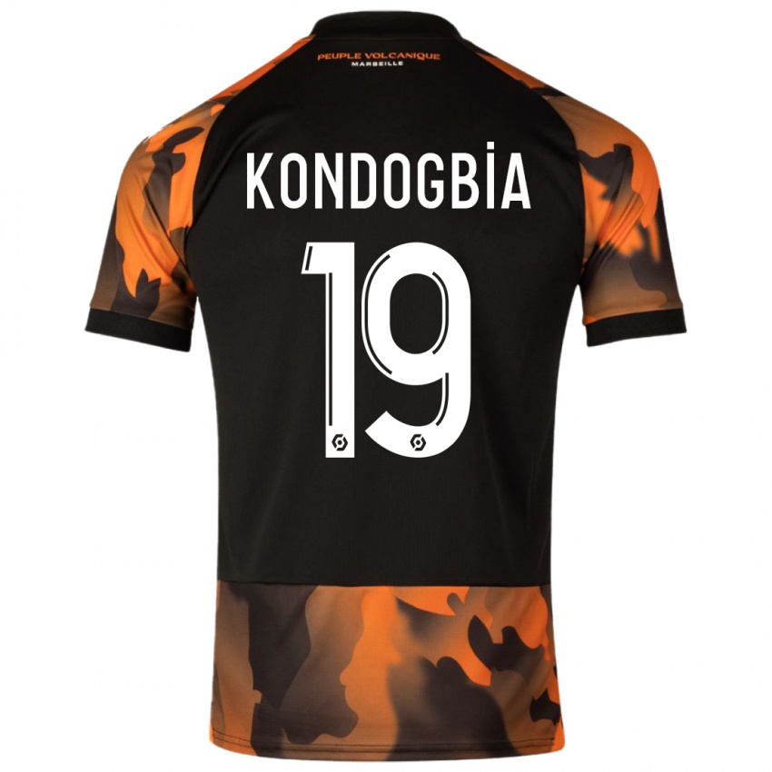 Mujer Camiseta Geoffrey Kondogbia #19 Negro Naranja Equipación Tercera 2023/24 La Camisa Chile