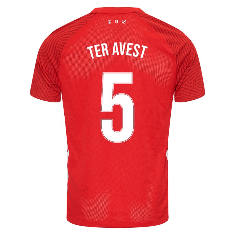 Niño Camiseta Hidde Ter Avest #5 Rojo 1ª Equipación 2021/22 La Camisa Chile