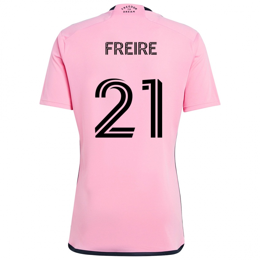 Niño Camiseta Nicolas Freire #21 Rosa 1ª Equipación 2024/25 La Camisa Chile