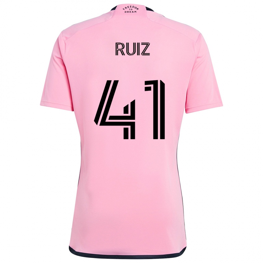 Niño Camiseta David Ruíz #41 Rosa 1ª Equipación 2024/25 La Camisa Chile