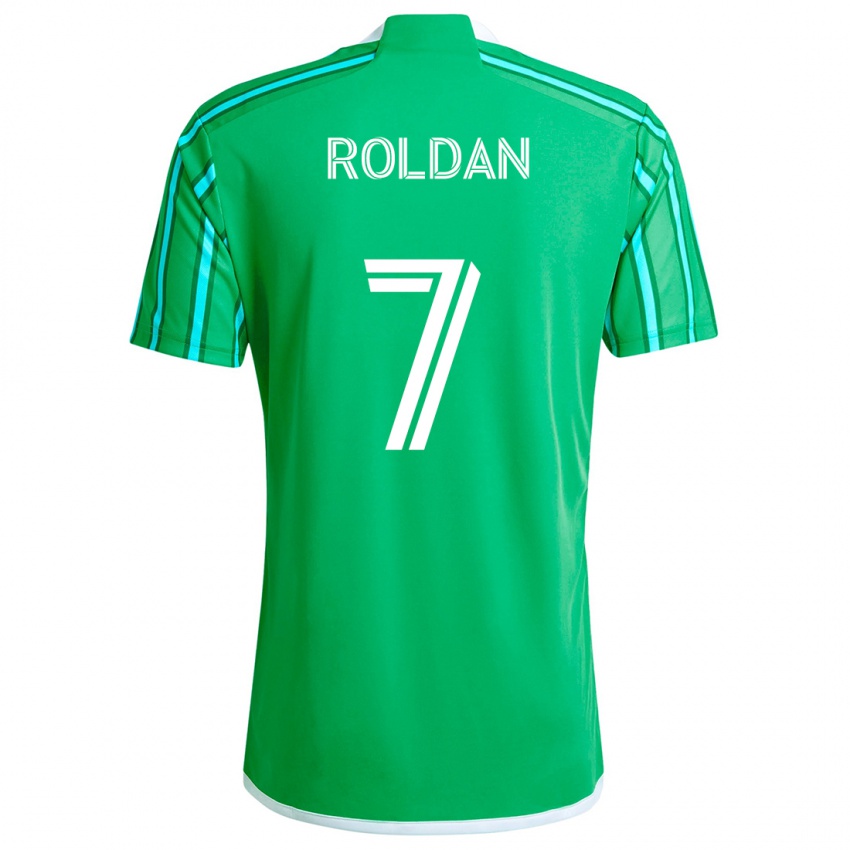 Niño Camiseta Cristian Roldán #7 Verde Blanco 1ª Equipación 2024/25 La Camisa Chile