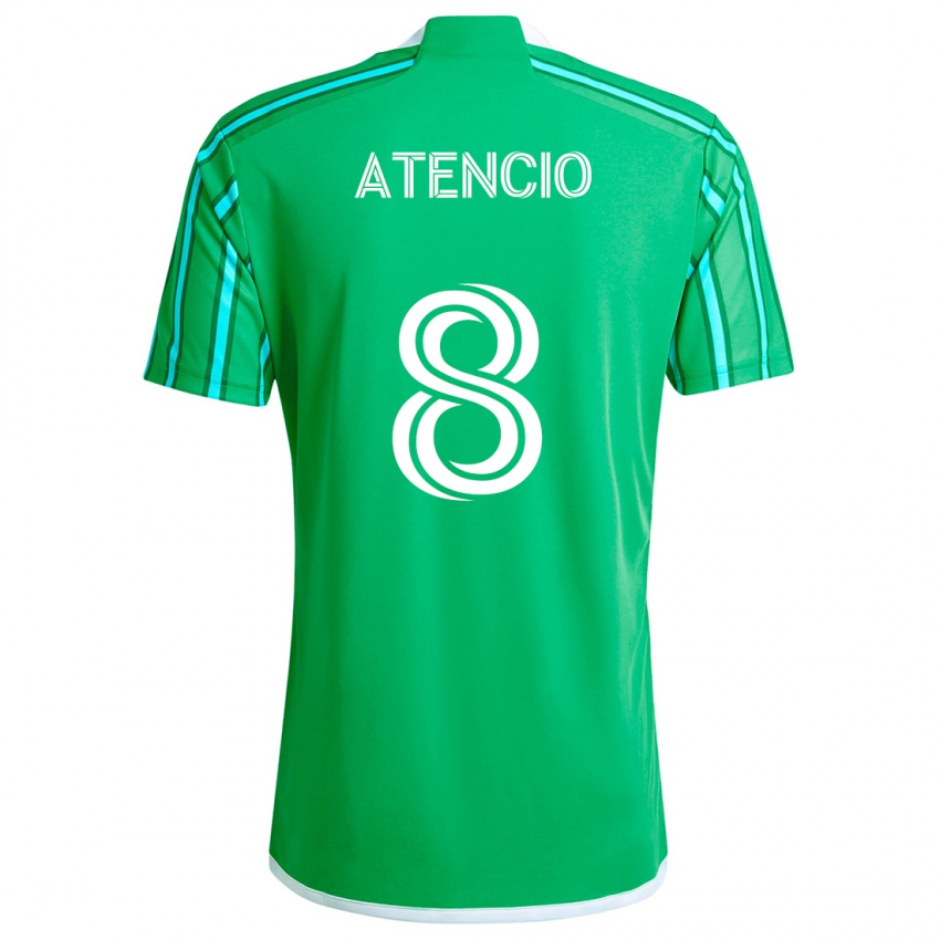 Niño Camiseta Josh Atencio #8 Verde Blanco 1ª Equipación 2024/25 La Camisa Chile