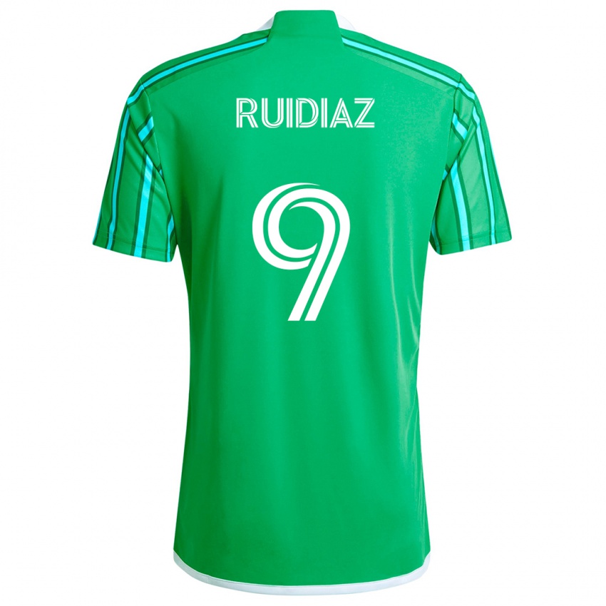 Niño Camiseta Raúl Ruidíaz #9 Verde Blanco 1ª Equipación 2024/25 La Camisa Chile