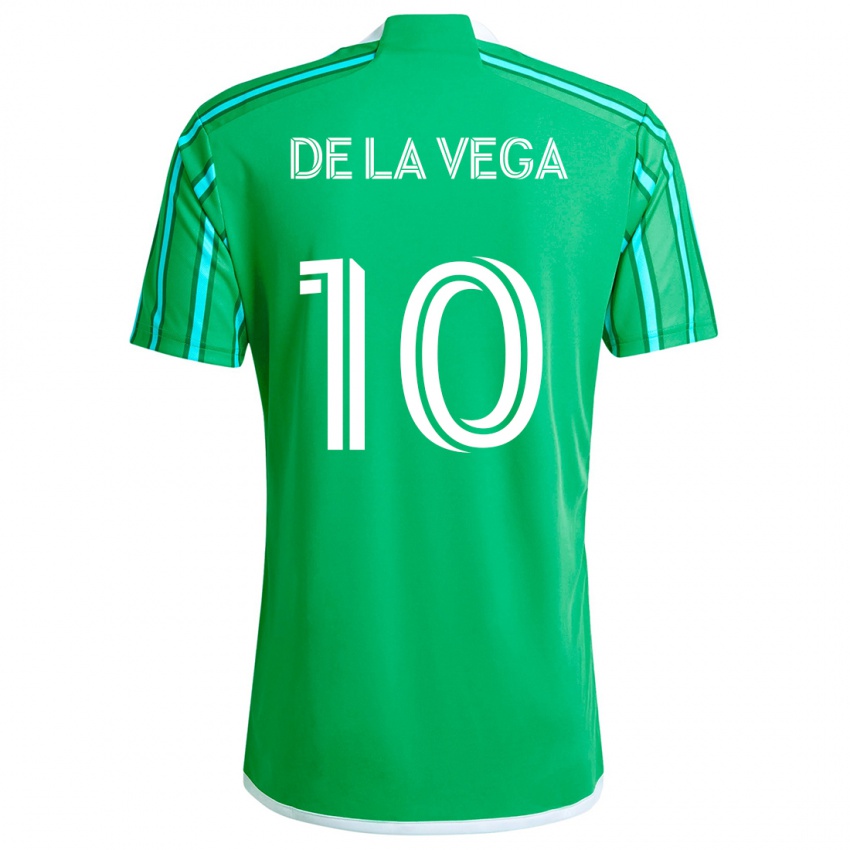 Niño Camiseta Pedro De La Vega #10 Verde Blanco 1ª Equipación 2024/25 La Camisa Chile