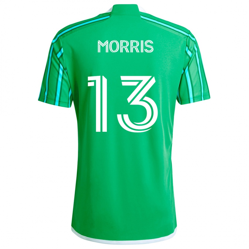 Niño Camiseta Jordan Morris #13 Verde Blanco 1ª Equipación 2024/25 La Camisa Chile