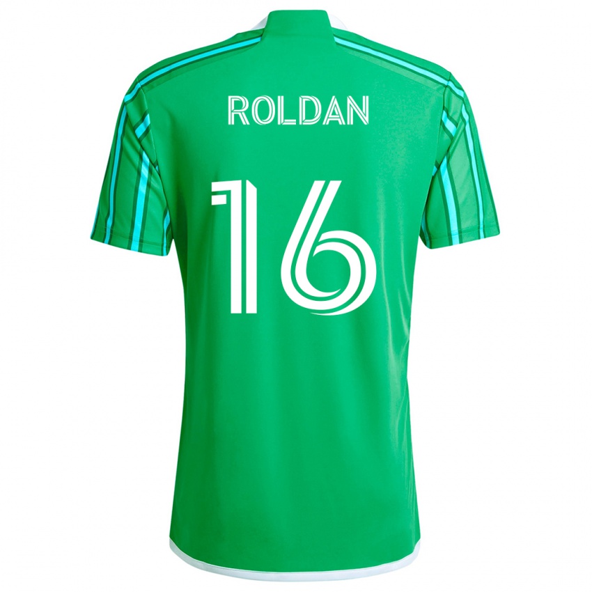 Niño Camiseta Álex Roldán #16 Verde Blanco 1ª Equipación 2024/25 La Camisa Chile