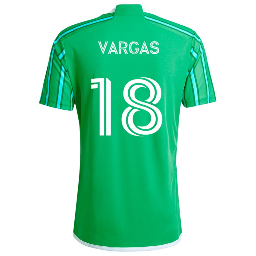 Niño Camiseta Obed Vargas #18 Verde Blanco 1ª Equipación 2024/25 La Camisa Chile