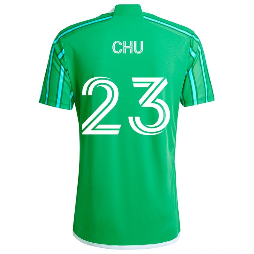 Niño Camiseta Léo Chú #23 Verde Blanco 1ª Equipación 2024/25 La Camisa Chile