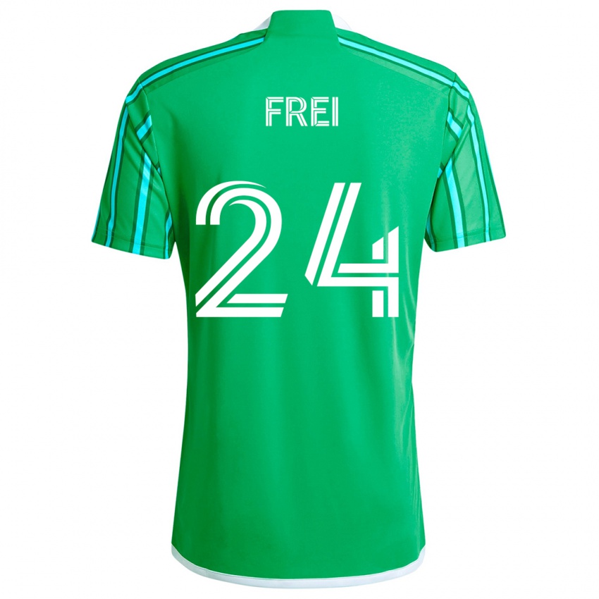 Niño Camiseta Stefan Frei #24 Verde Blanco 1ª Equipación 2024/25 La Camisa Chile