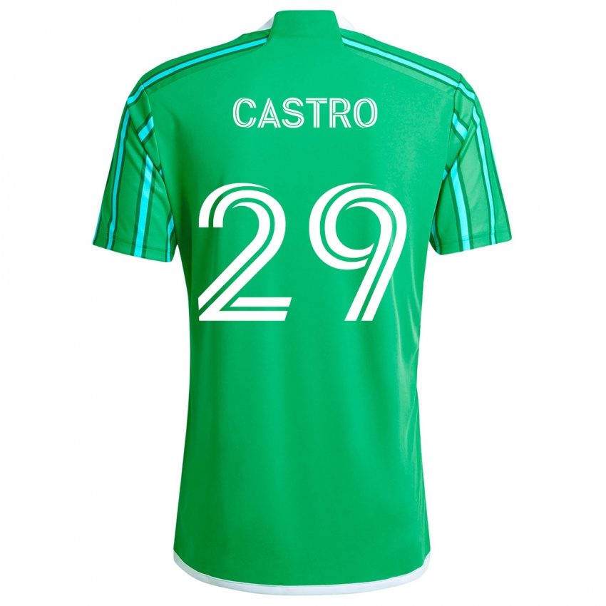 Niño Camiseta Jacob Castro #29 Verde Blanco 1ª Equipación 2024/25 La Camisa Chile