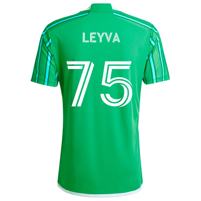 Niño Camiseta Danny Leyva #75 Verde Blanco 1ª Equipación 2024/25 La Camisa Chile