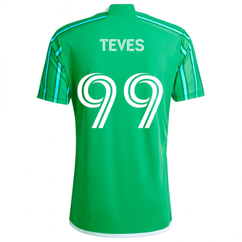 Niño Camiseta Dylan Teves #99 Verde Blanco 1ª Equipación 2024/25 La Camisa Chile