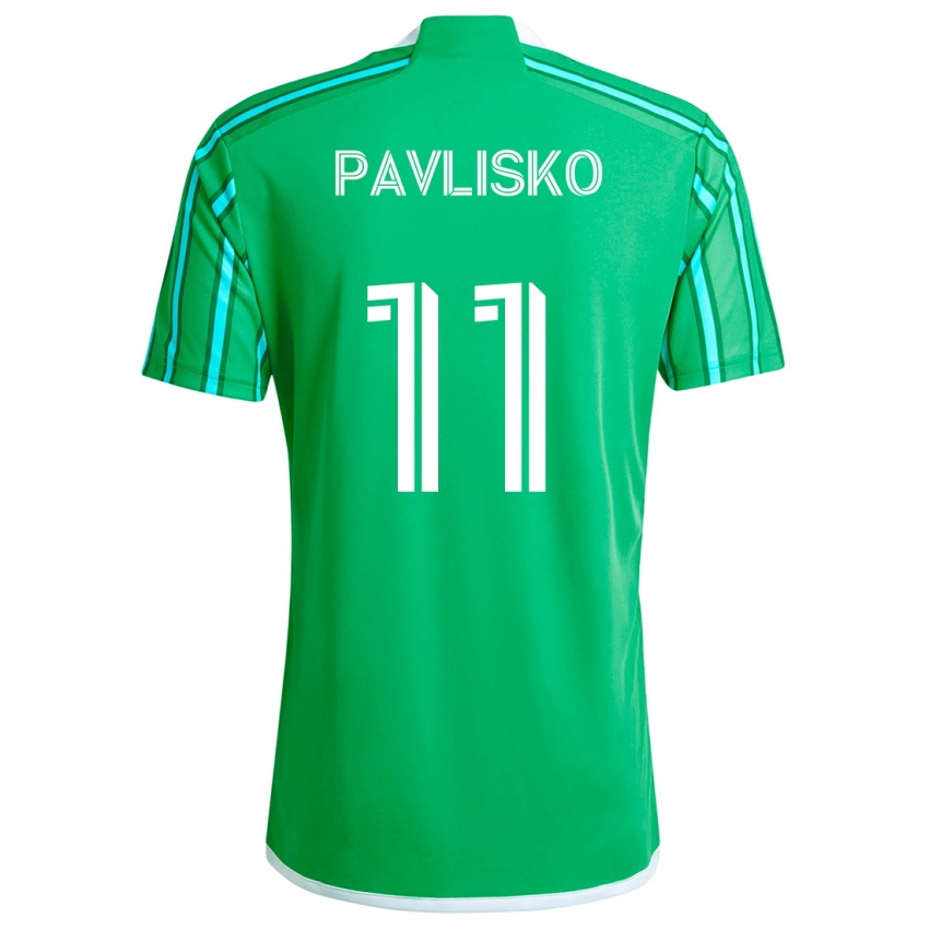 Niño Camiseta Kirsten Pavlisko #11 Verde Blanco 1ª Equipación 2024/25 La Camisa Chile