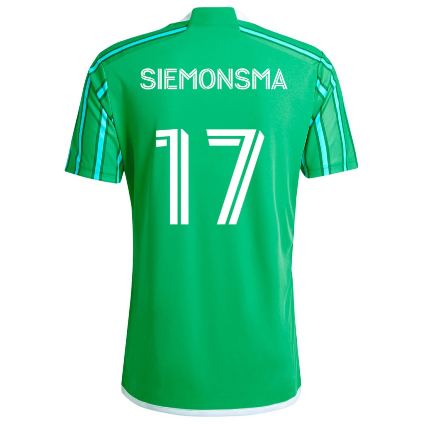 Niño Camiseta Sianna Siemonsma #17 Verde Blanco 1ª Equipación 2024/25 La Camisa Chile