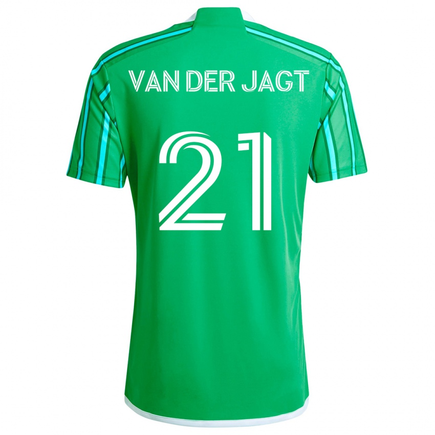 Niño Camiseta Olivia Van Der Jagt #21 Verde Blanco 1ª Equipación 2024/25 La Camisa Chile