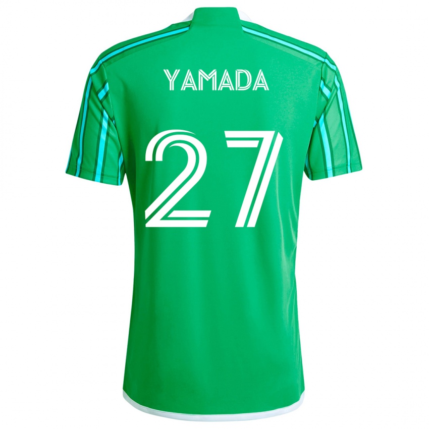 Niño Camiseta Hikari Yamada #27 Verde Blanco 1ª Equipación 2024/25 La Camisa Chile