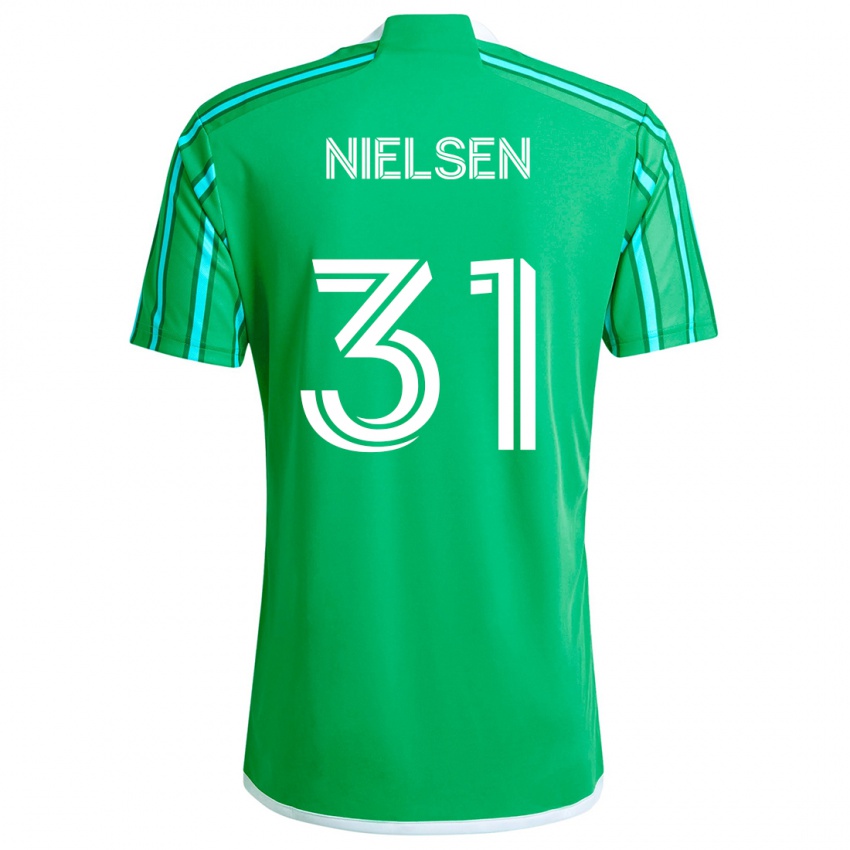 Niño Camiseta Madeline Nielsen #31 Verde Blanco 1ª Equipación 2024/25 La Camisa Chile