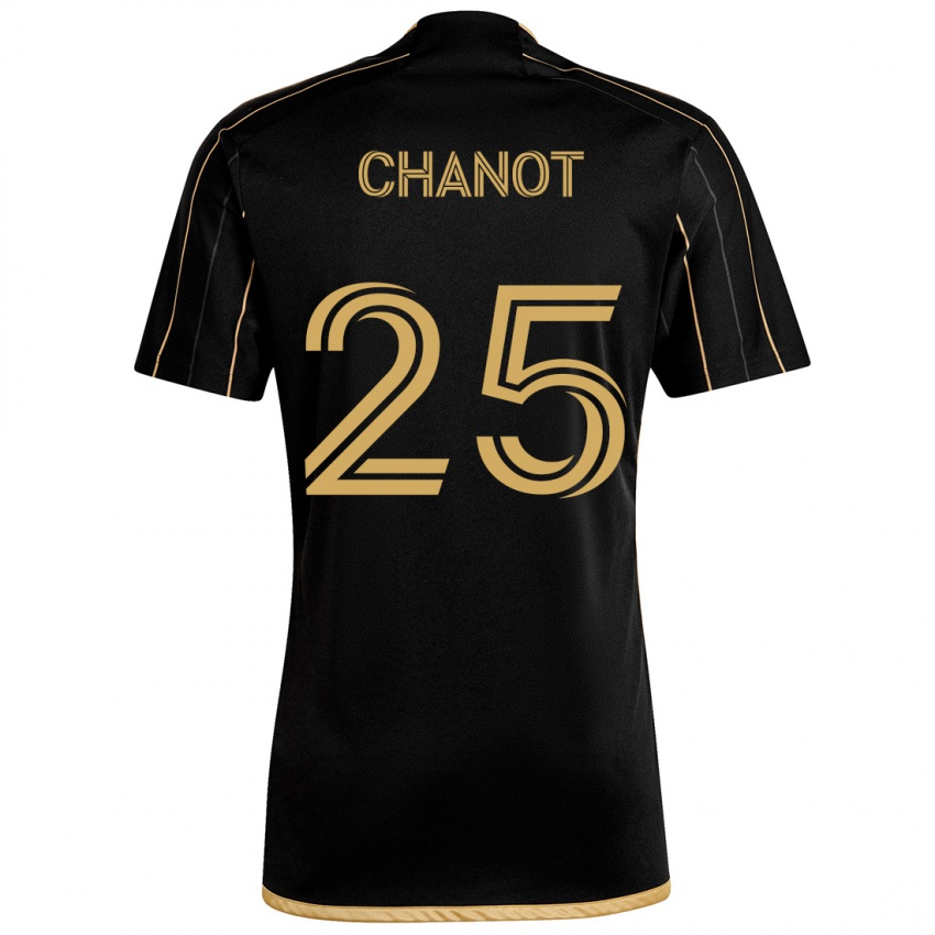 Niño Camiseta Maxime Chanot #25 Oro Negro 1ª Equipación 2024/25 La Camisa Chile