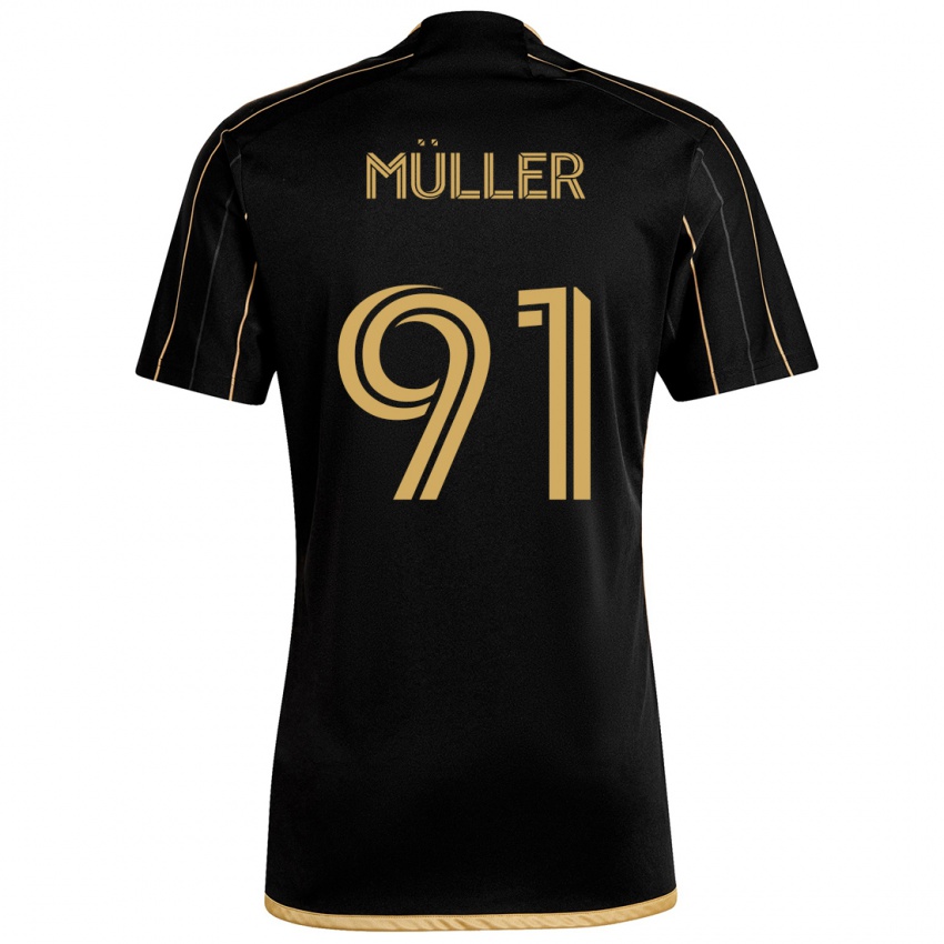 Niño Camiseta Luis Müller #91 Oro Negro 1ª Equipación 2024/25 La Camisa Chile