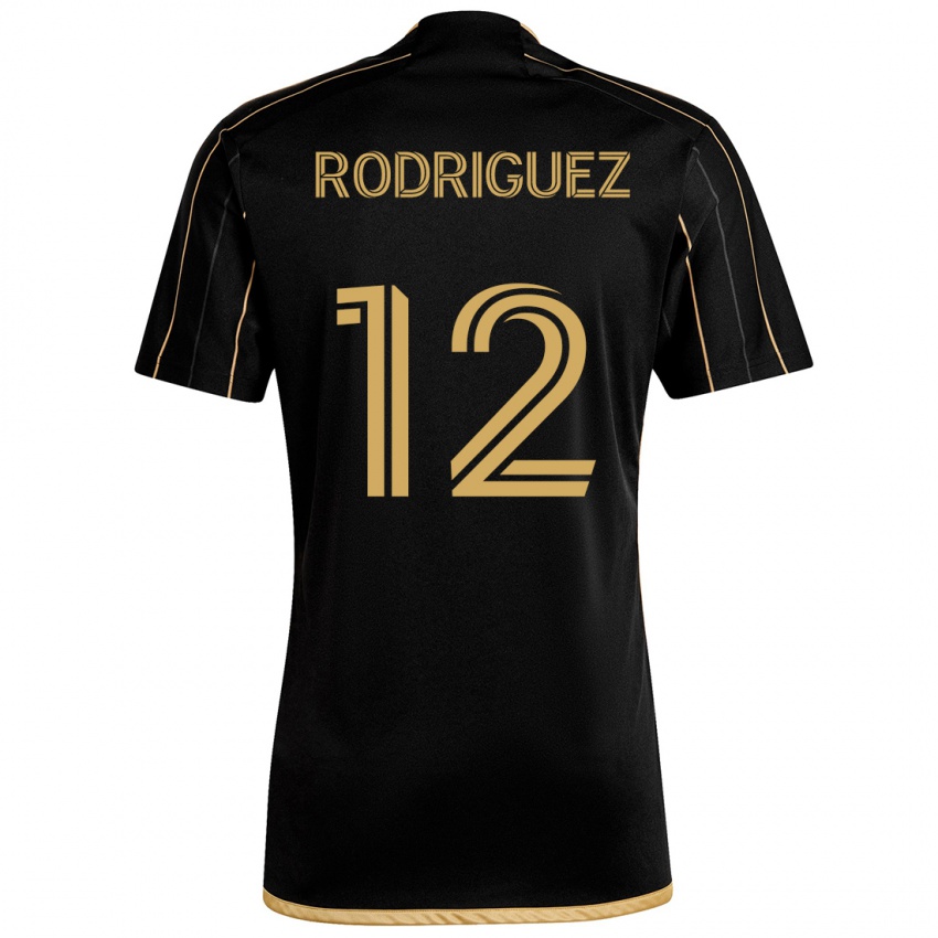 Niño Camiseta Jeremi Rodríguez #12 Oro Negro 1ª Equipación 2024/25 La Camisa Chile