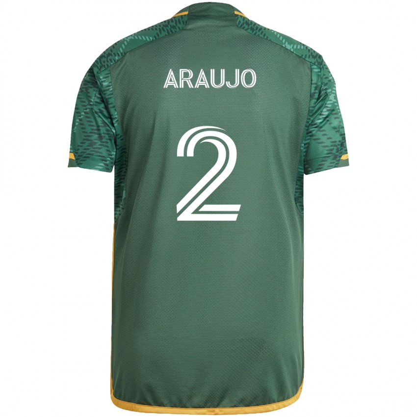 Niño Camiseta Miguel Araujo #2 Verde Naranja 1ª Equipación 2024/25 La Camisa Chile