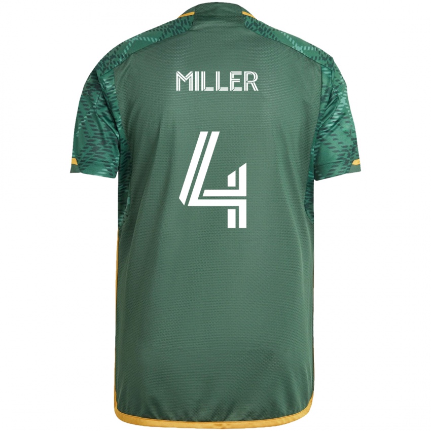 Niño Camiseta Kamal Miller #4 Verde Naranja 1ª Equipación 2024/25 La Camisa Chile