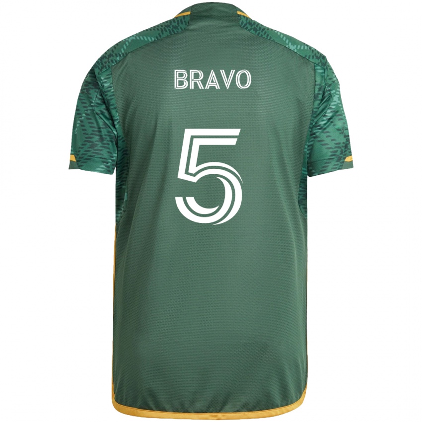 Niño Camiseta Claudio Bravo #5 Verde Naranja 1ª Equipación 2024/25 La Camisa Chile