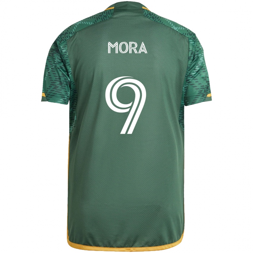 Niño Camiseta Felipe Mora #9 Verde Naranja 1ª Equipación 2024/25 La Camisa Chile