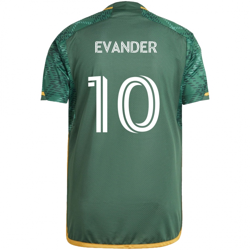 Niño Camiseta Evander #10 Verde Naranja 1ª Equipación 2024/25 La Camisa Chile