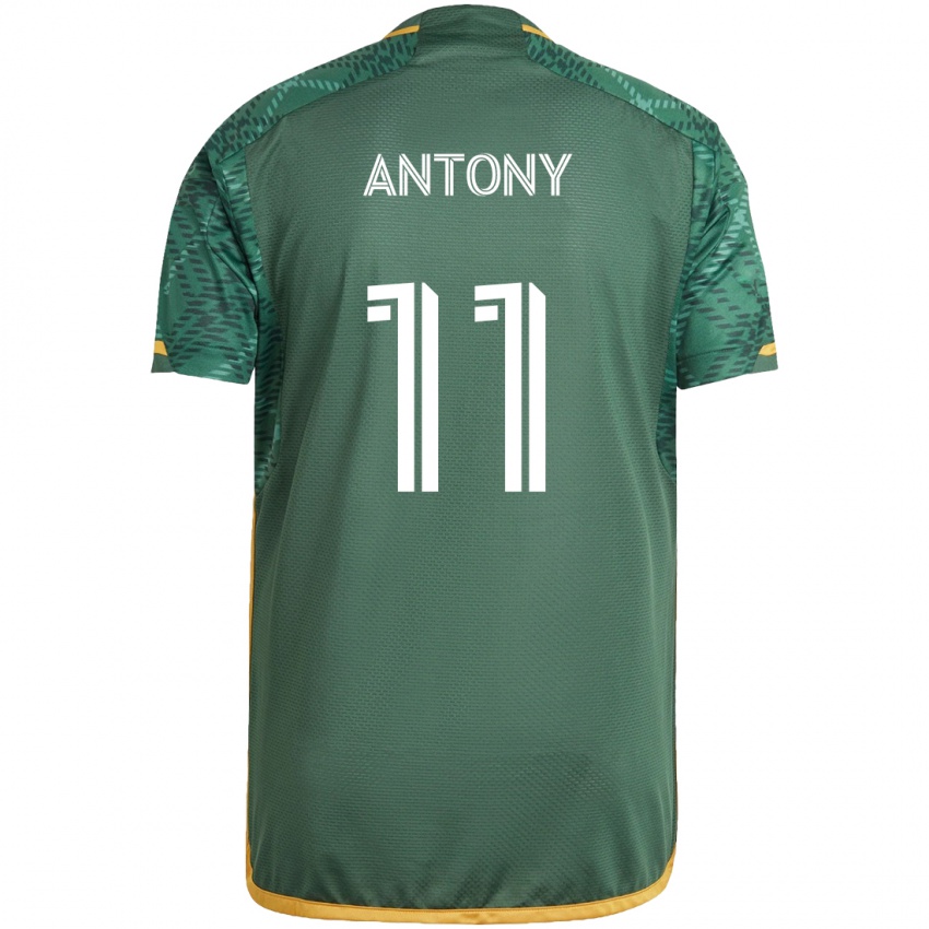 Niño Camiseta Antony #11 Verde Naranja 1ª Equipación 2024/25 La Camisa Chile