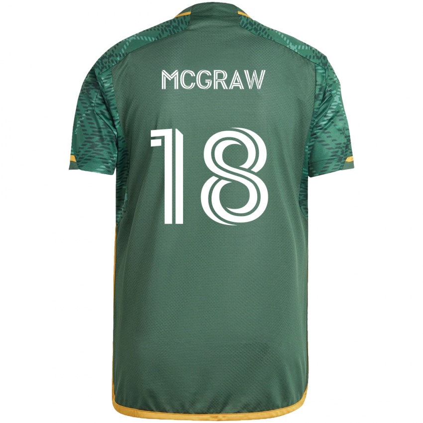 Niño Camiseta Zac Mcgraw #18 Verde Naranja 1ª Equipación 2024/25 La Camisa Chile