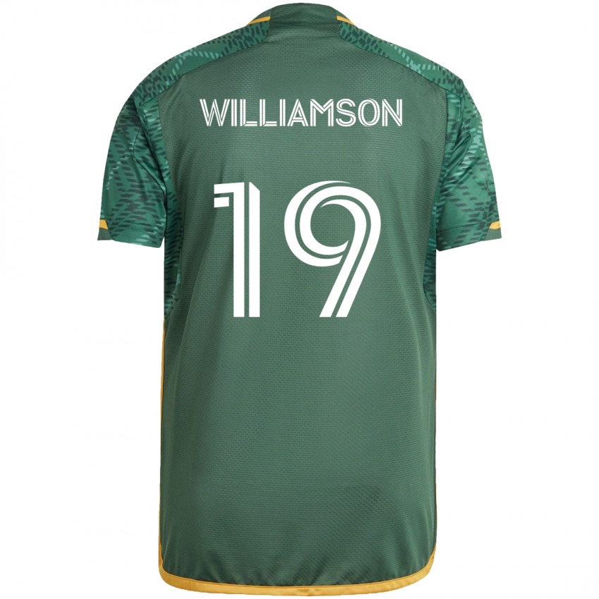 Niño Camiseta Eryk Williamson #19 Verde Naranja 1ª Equipación 2024/25 La Camisa Chile