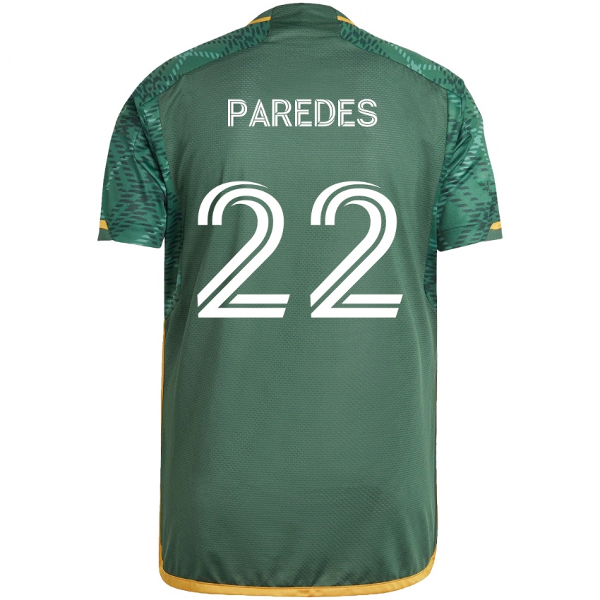 Niño Camiseta Cristhian Paredes #22 Verde Naranja 1ª Equipación 2024/25 La Camisa Chile