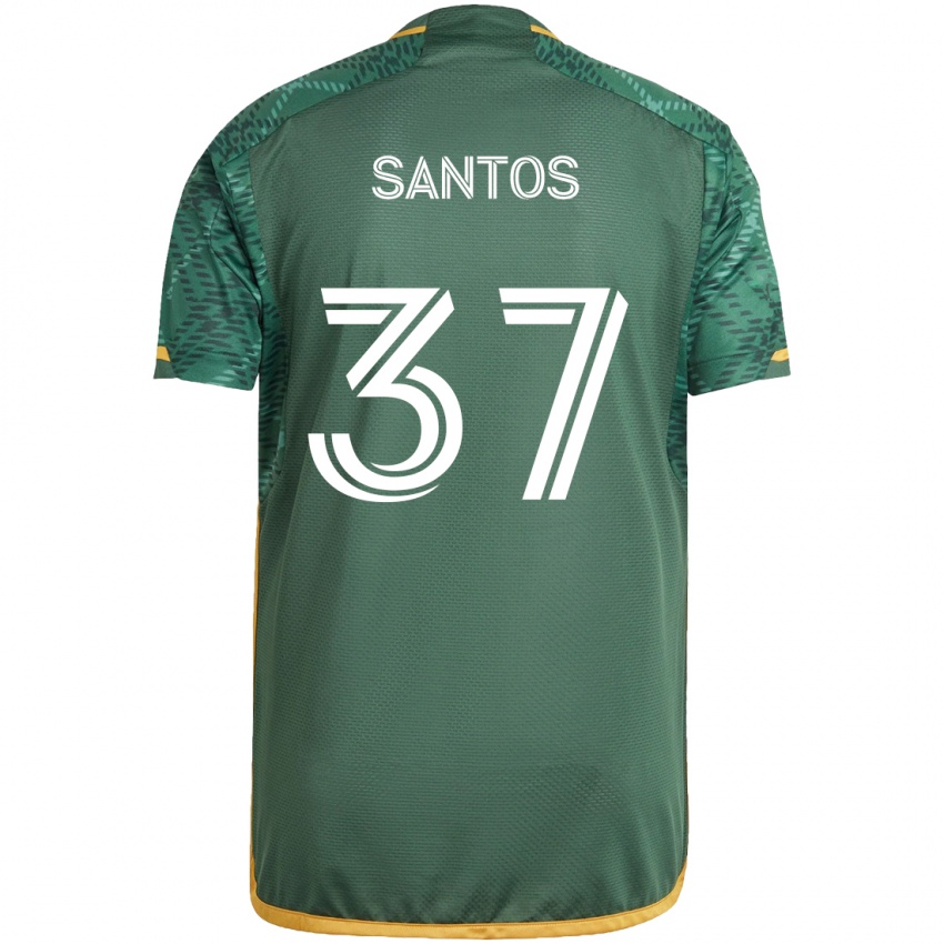 Niño Camiseta Noah Santos #37 Verde Naranja 1ª Equipación 2024/25 La Camisa Chile