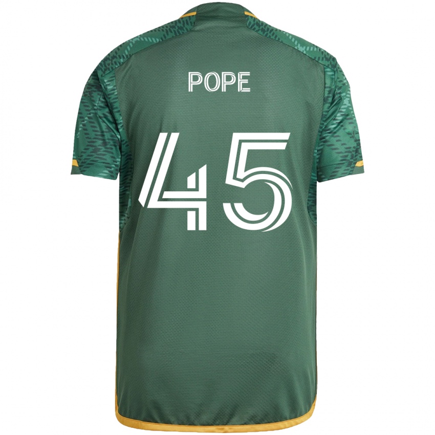 Niño Camiseta Blake Pope #45 Verde Naranja 1ª Equipación 2024/25 La Camisa Chile