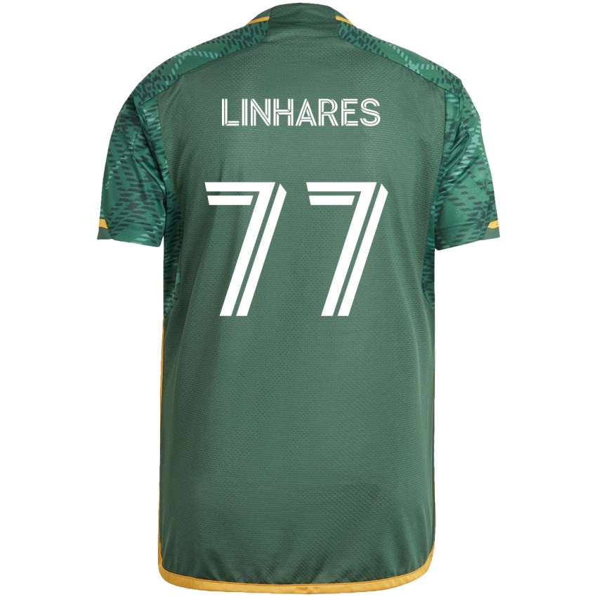 Niño Camiseta Kyle Linhares #77 Verde Naranja 1ª Equipación 2024/25 La Camisa Chile