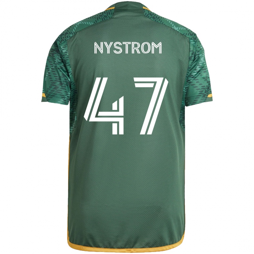 Niño Camiseta Maximo Nystrom #47 Verde Naranja 1ª Equipación 2024/25 La Camisa Chile